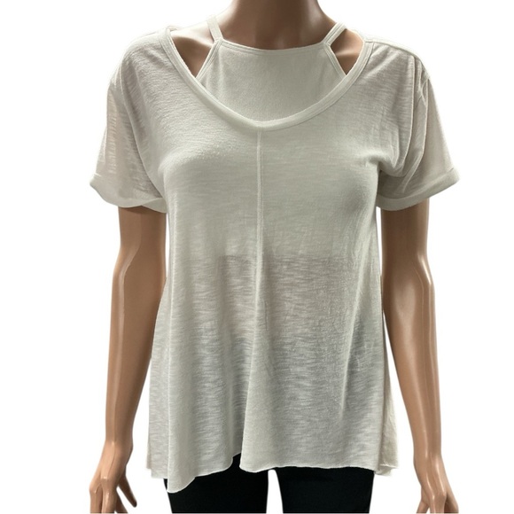 Aeropostale - EC -  White Lace Cutout Short Sleeve Tee - Picture 1 of 4